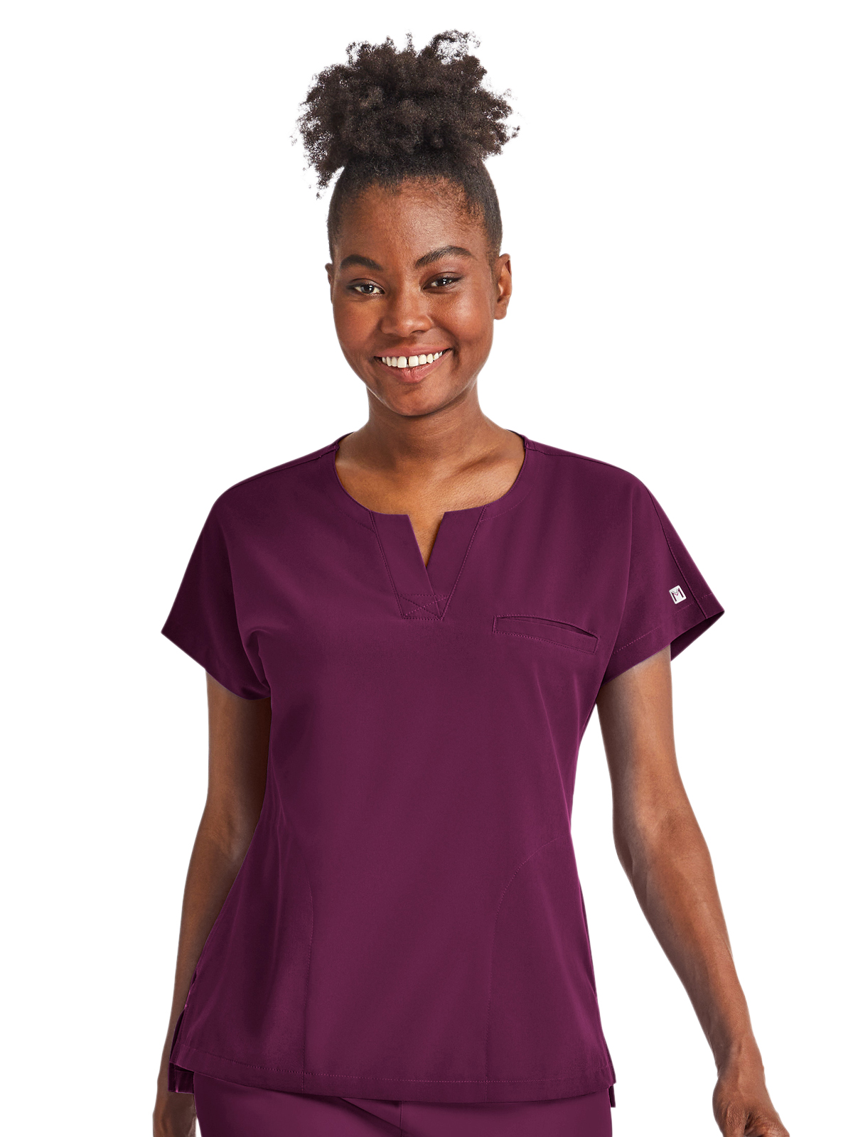 Maevn 4540 Women's Three-Pocket Notched Neck Dolman Top