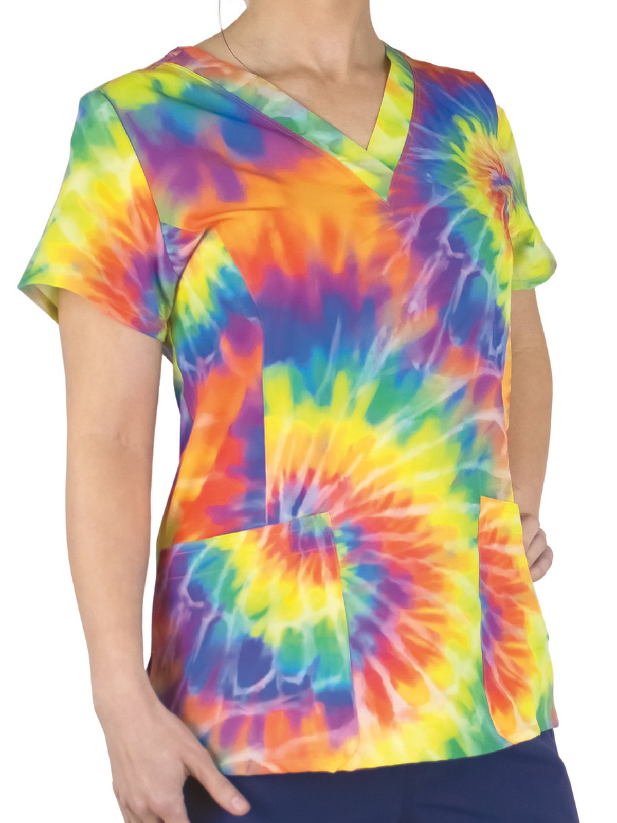 ScrubJoy SJP1 Women's Two-Pocket V-Neck Print Top