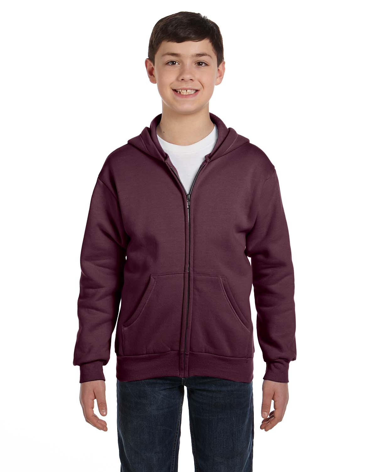 Hanes P480 Youth 7.8 oz. EcoSmart 50/50 Full-Zip Hooded Sweatshirt