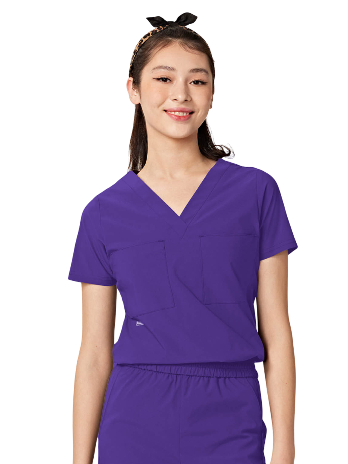 Parkley 1011 Women's Two-Pocket Tuck Band VALENCIA V-Neck Top