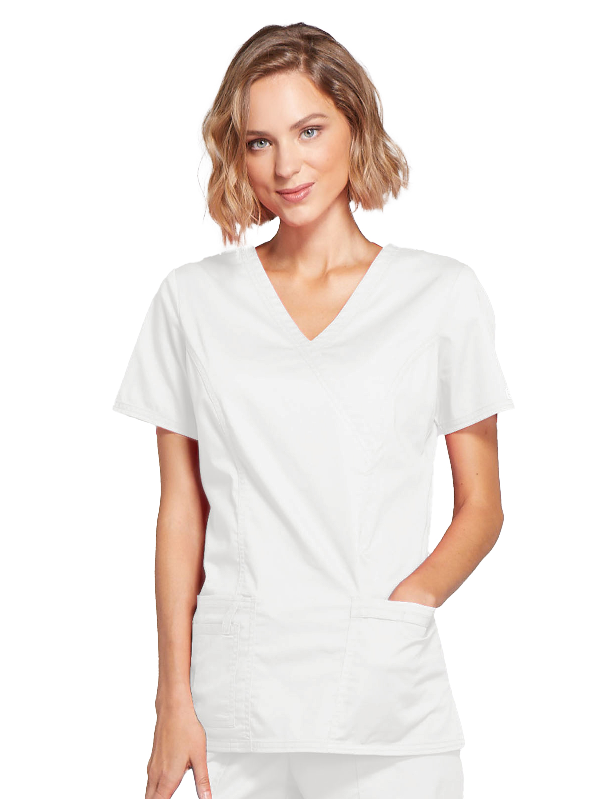 Cherokee 4728 Women's 3-Pocket Mock Wrap Top