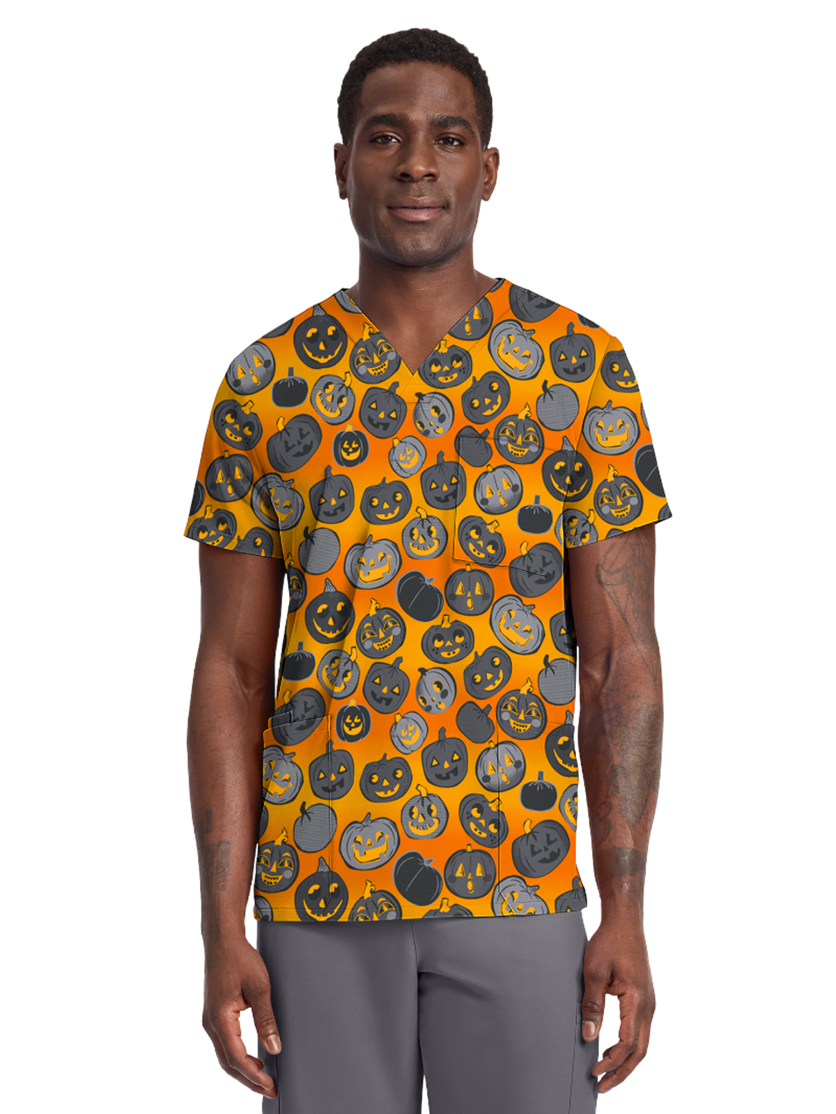 Cherokee CK691 Unisex V-Neck Print Top