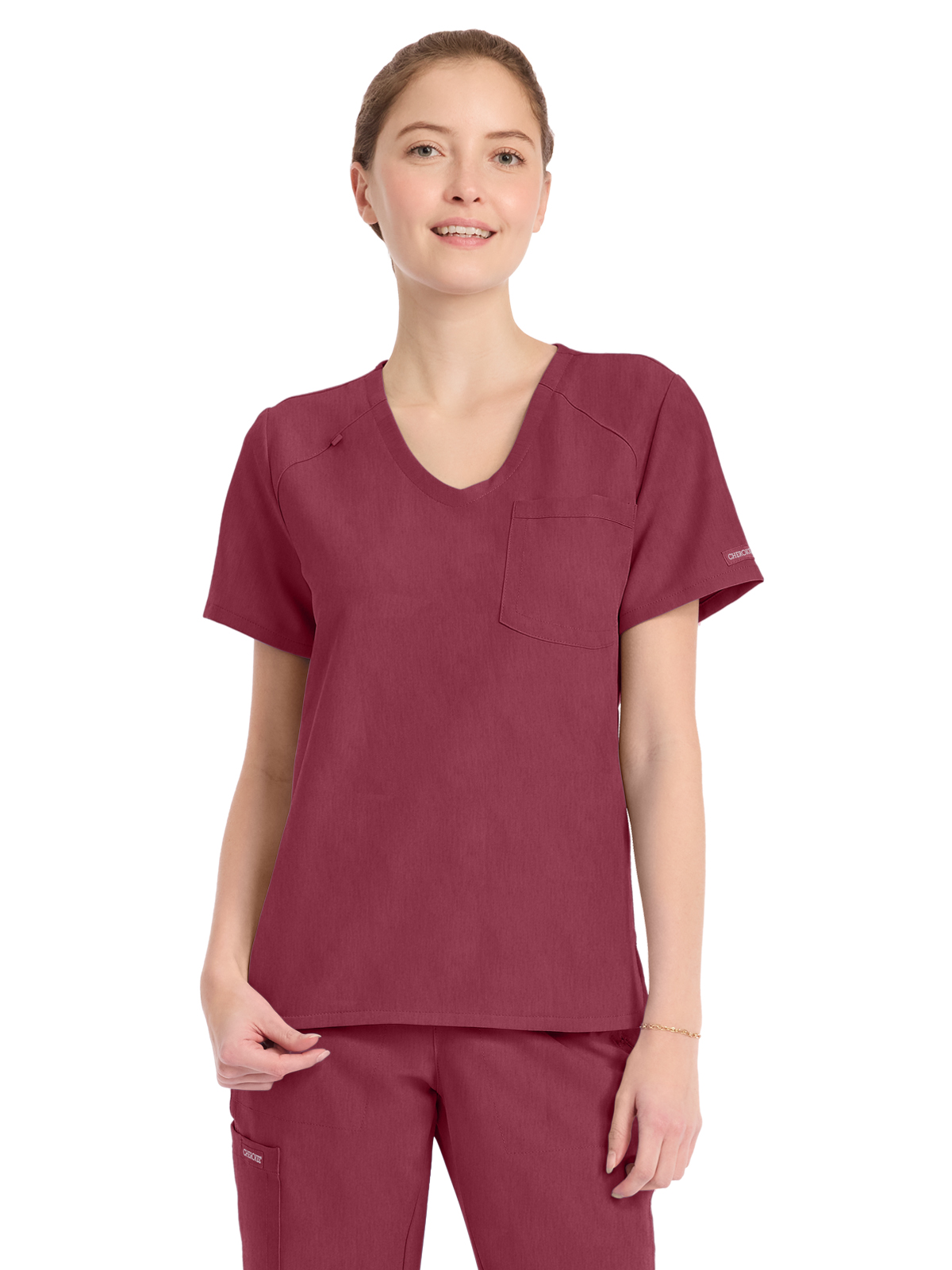 Cherokee CK954A Women's 1-Pocket Tuck-In V-Neck Top