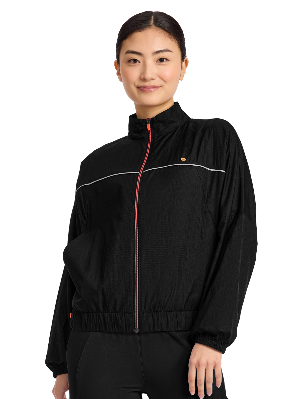 Infinity IN506 Women's 2-Pocket Mock Neck Windbreaker Jacket