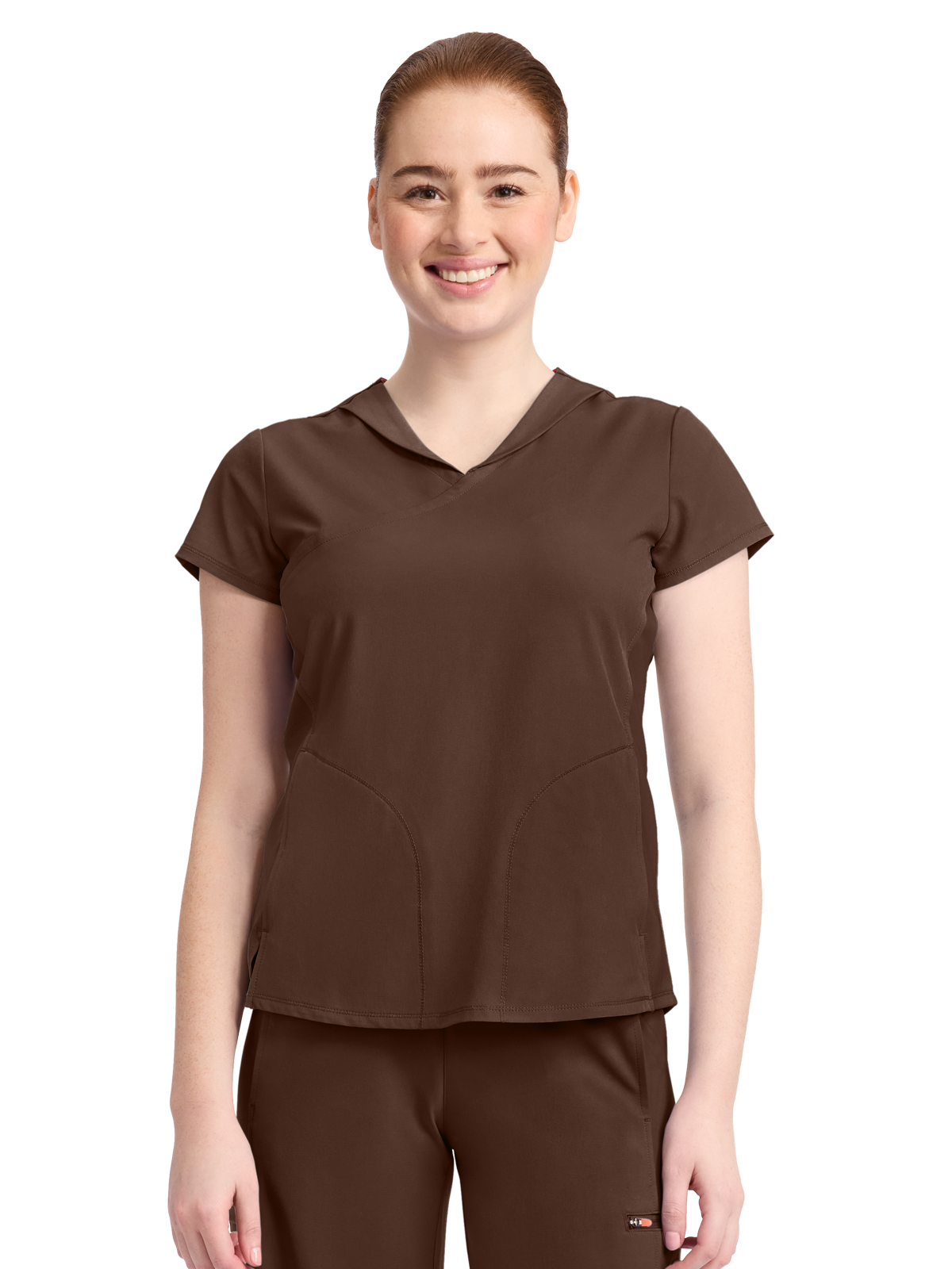 Infinity IN635A Women's 2-Pocket Mock-Wrap V-Neck Top
