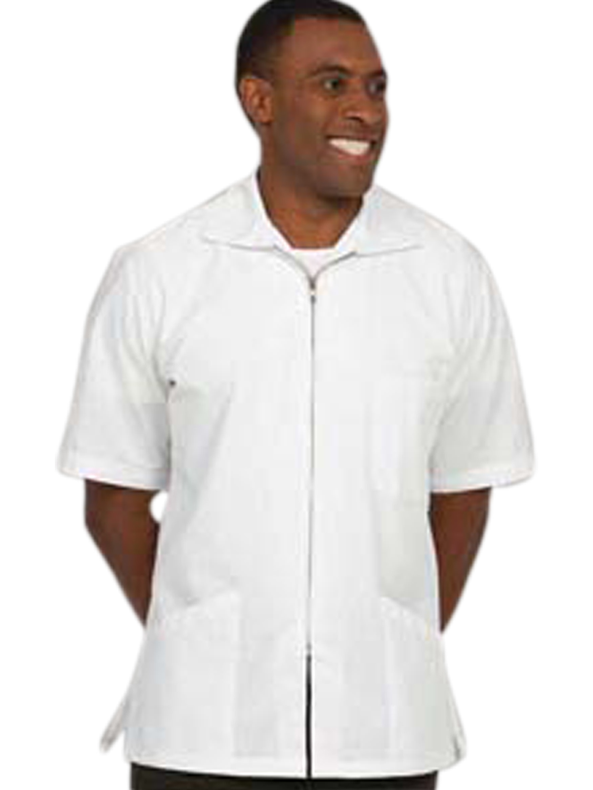 Fashion Seal 190 Unisex Three-Pocket Zip Front Short-Sleeve Lab Shirt