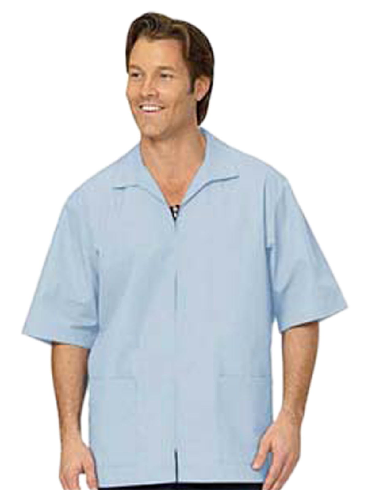 Fashion Seal 193 Unisex Three-Pocket Zip Front Short-Sleeve Lab Shirt