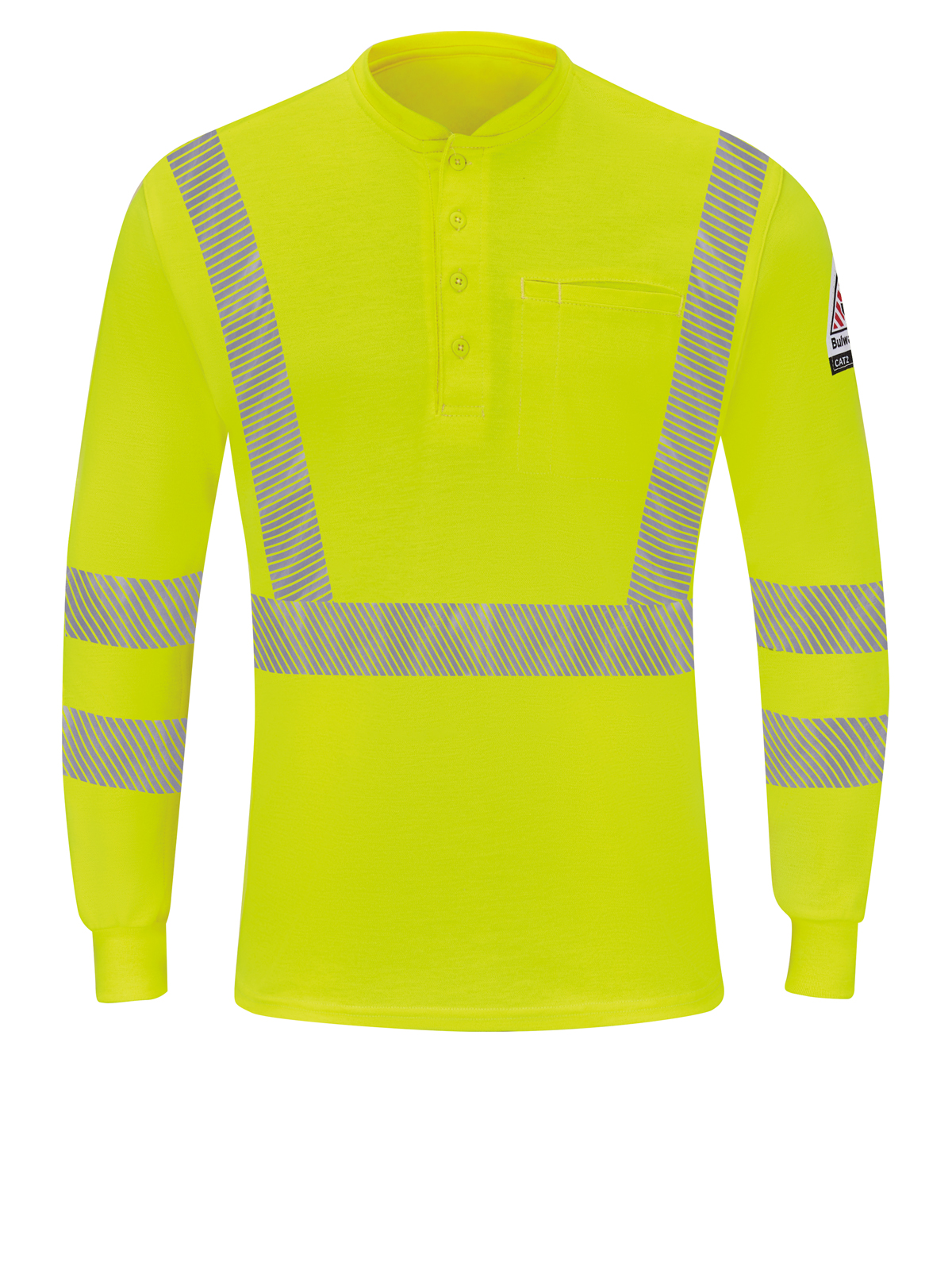 Bulwark SML4 Men's Hi-Visibility Lightweight Long Sleeve Henley