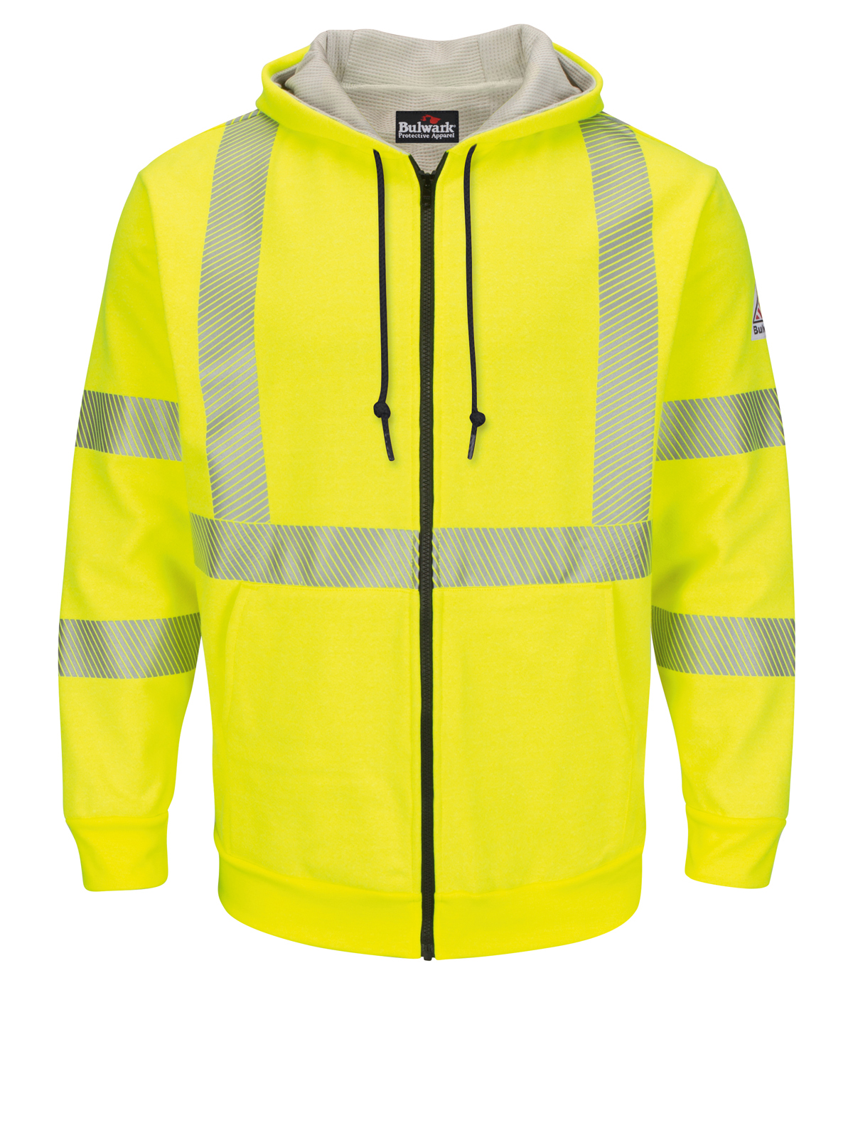 Bulwark SMZ4 Men's 10Oz Hi Vis Zip-Front Fleece Jacket W/Hood