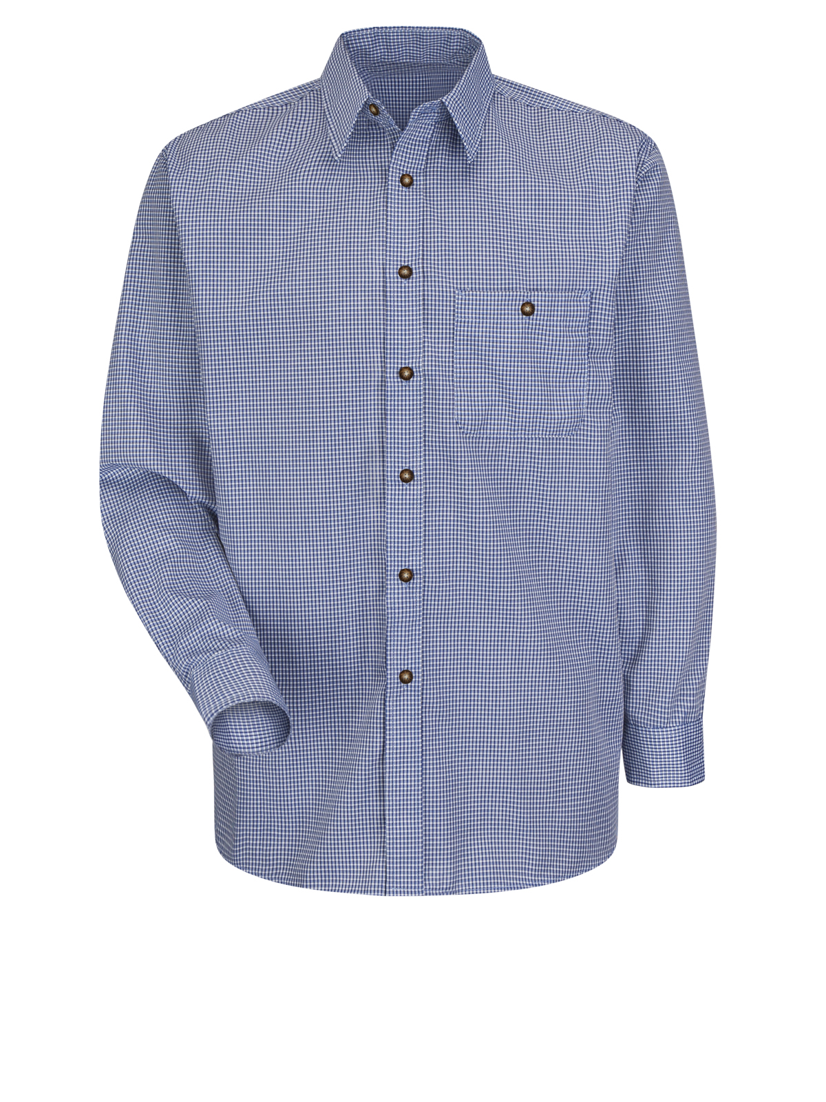 Red Kap SP74 Men's Long Sleeve Mini Plaid Shirt