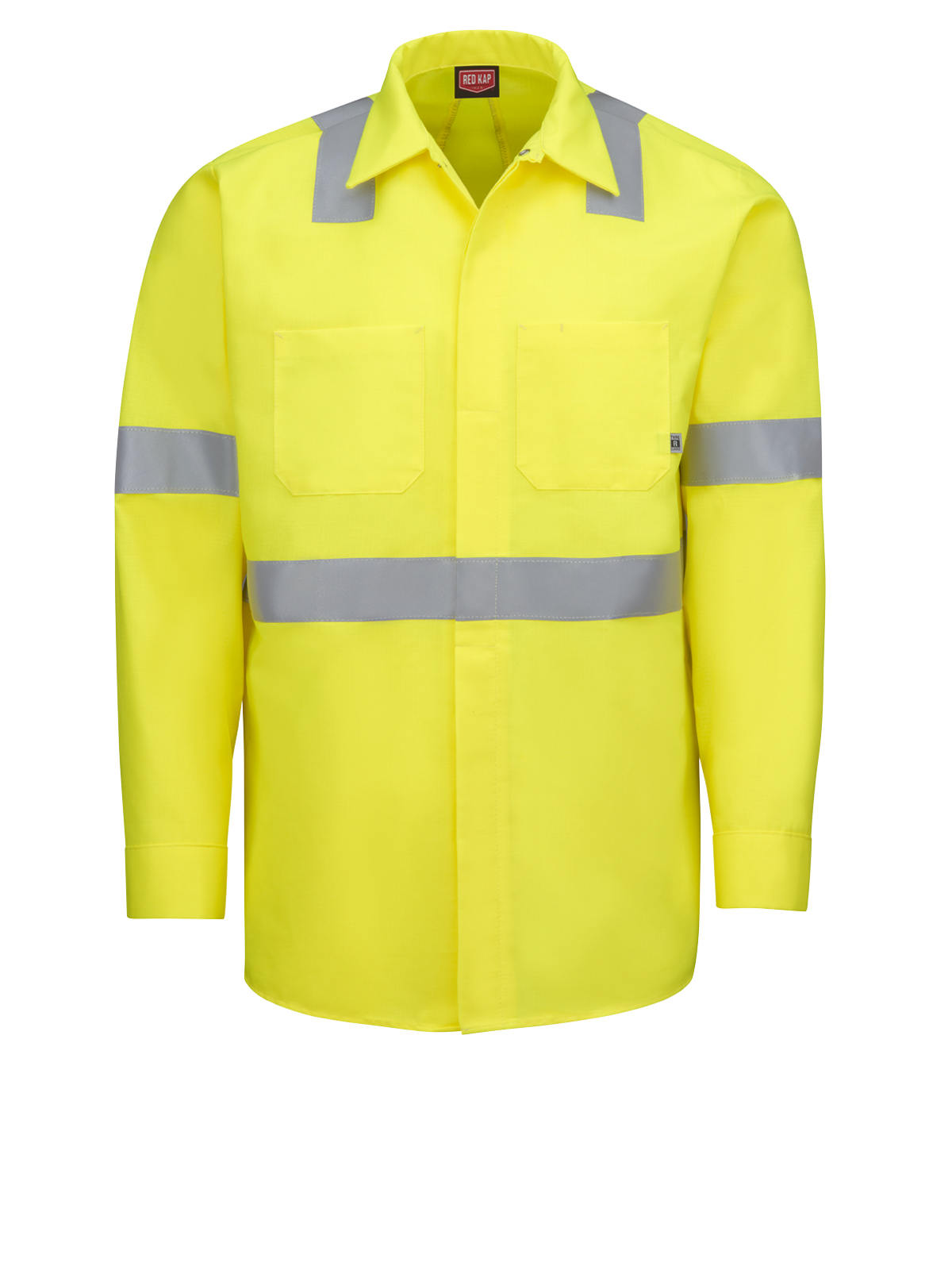Red Kap SX14HV Men's Long Sleeve Hi-Visibility Ripstop Work Shirt - Type R, Class 2
