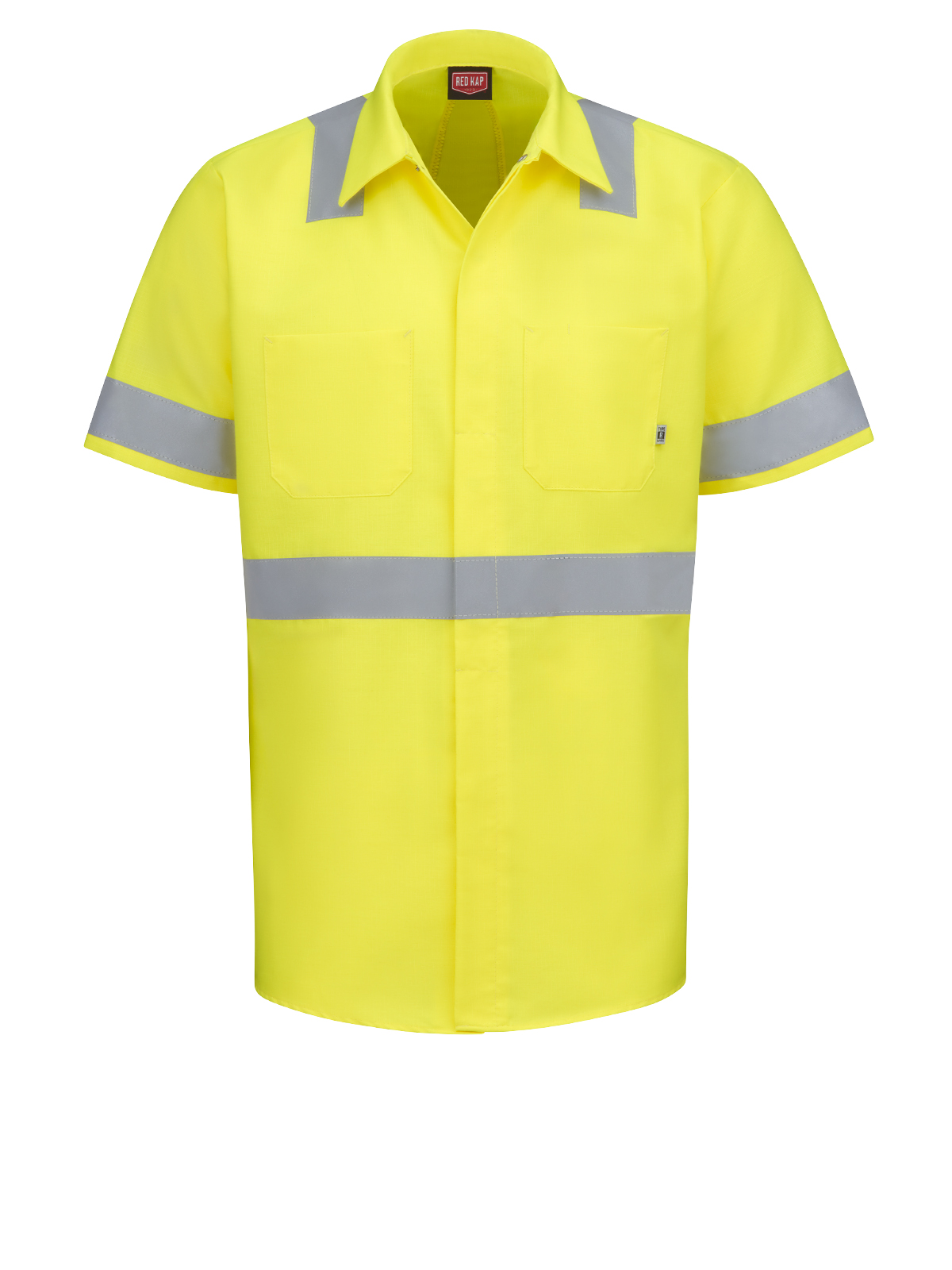 Red Kap SX24 Unisex Short Sleeve Hi-Visibility Ripstop Work Shirt with MIMIX + OilBlok, Type R Class 2