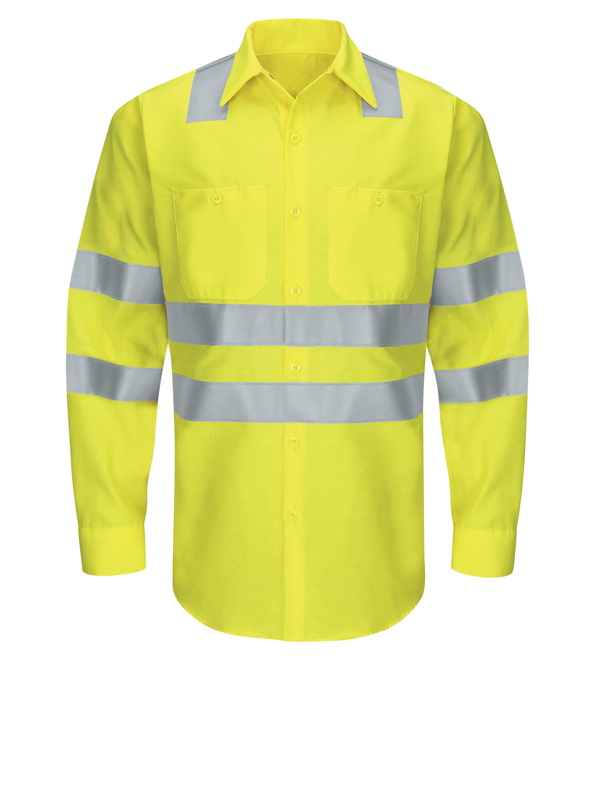 Red Kap SY14 Men's Hi-Visibility Long Sleve Ripstop Work Shirt