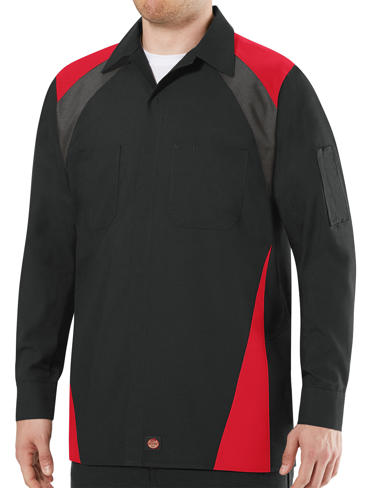 Red Kap SY18 Men's Long Sleeve Tri-Color Shop Shirt