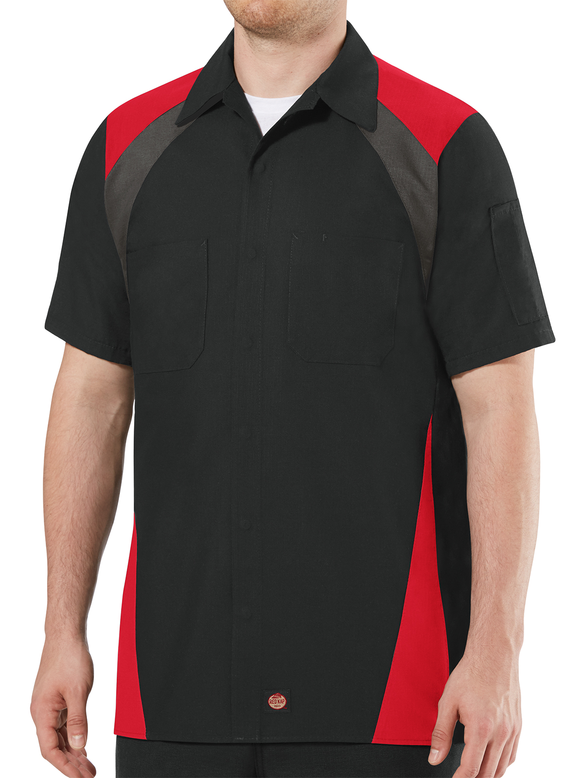 Red Kap SY28 Men's Short Sleeve Tri-Color Shop Shirt
