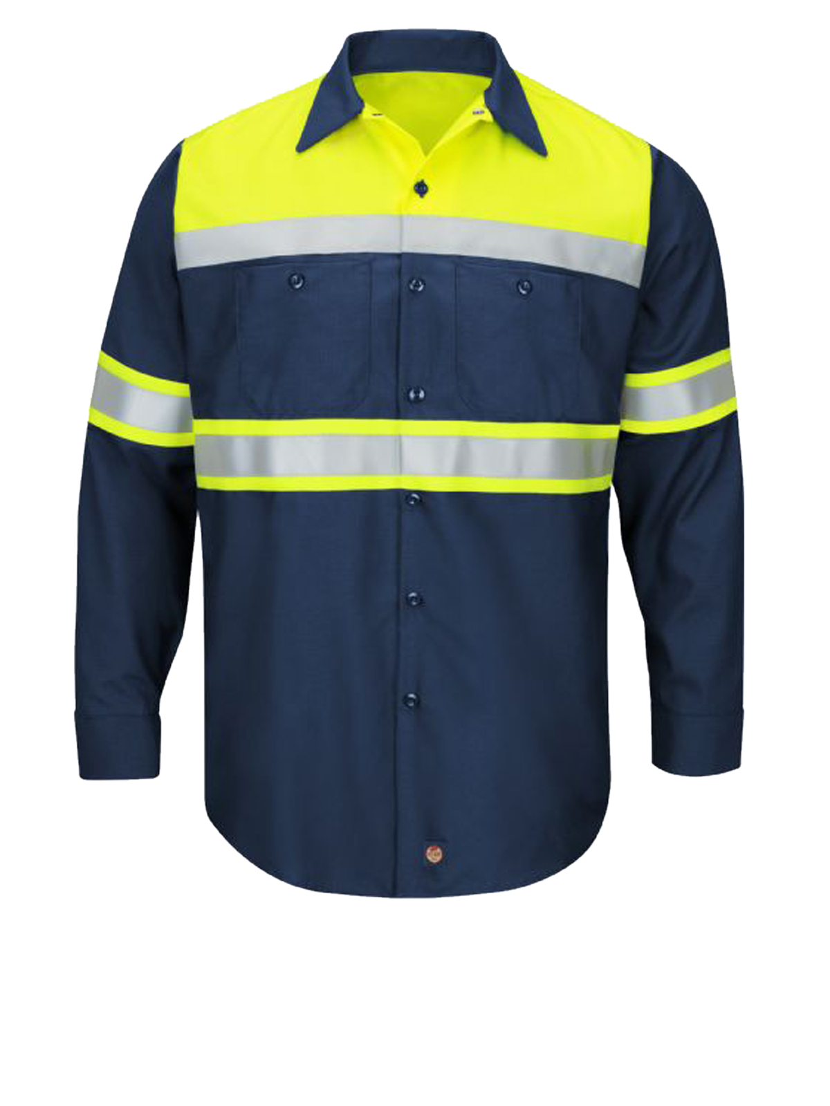 Red Kap SY70 Unisex Hi-Visibility Long Sleeve Color Block Ripstop Work Shirt - Type O, Class 1