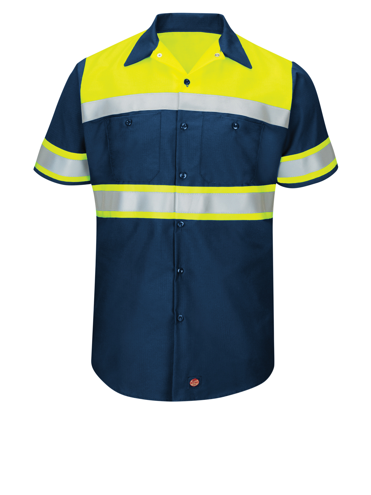 Red Kap SY80 Men's Hi-Visibility Short Sleeve Color Block Ripstop Work Shirt - Type O, Class 1