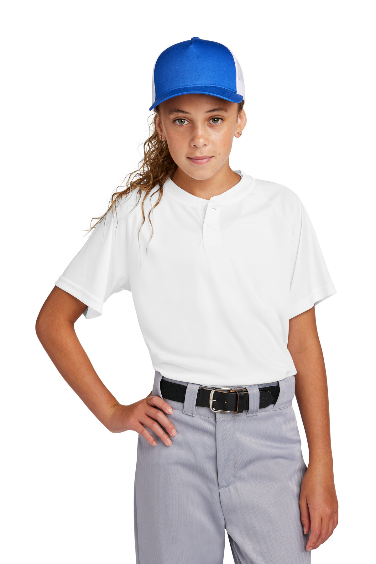 Sport-Tek YST359 Youth PosiCharge Competitor 2-Button Henley